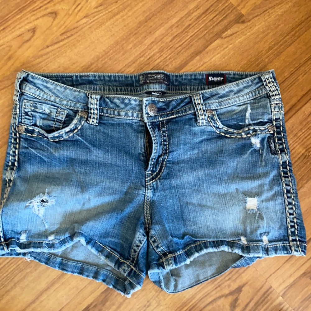 Silver jean shorts